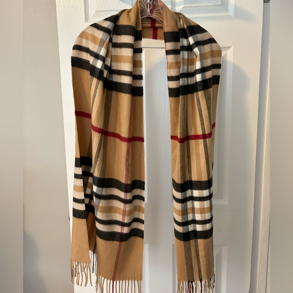 Fraas Tan and Black Striped Scarf